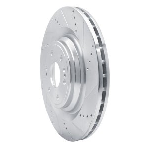 Cadillac Escalade Brake Rotor (1) - Front Right - R1 Concepts - Drilled & Slotted - Silver - `14-`20